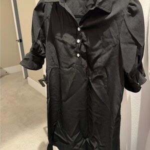 Black Button-Up Shirt Dress